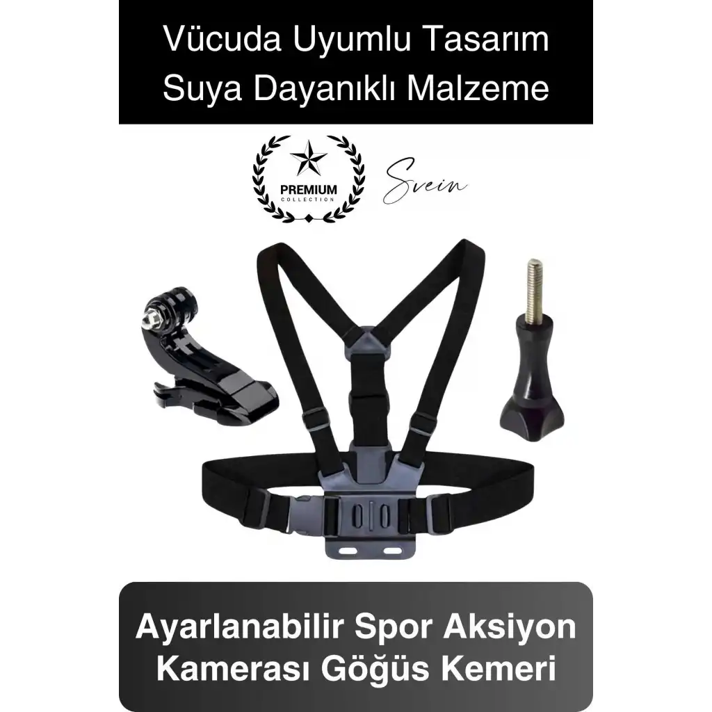 Premium Ayarlanabilir Göğüse Sabitlenen Spor Aksiyon Kamerası Kemeri Video Görüntü Çekim Ekipmanı