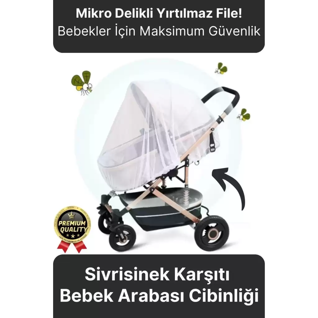 Dayanıklı Yırtılmaz Yıkanabilir Böcek Sinek Örümcek Sivrisinek Karşı Koruma Bebek Arabası Cibinliği