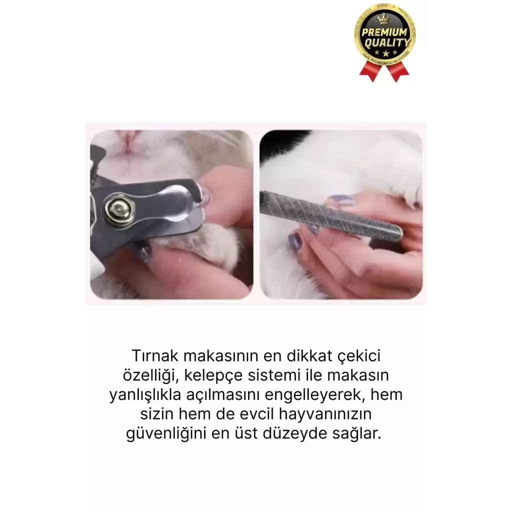 Premium Çelik Uçlu Güvenlik Kelepçeli Kilitli Kedi Köpek Evcil Hayvan Tırnak Makası Ve Törpü Seti