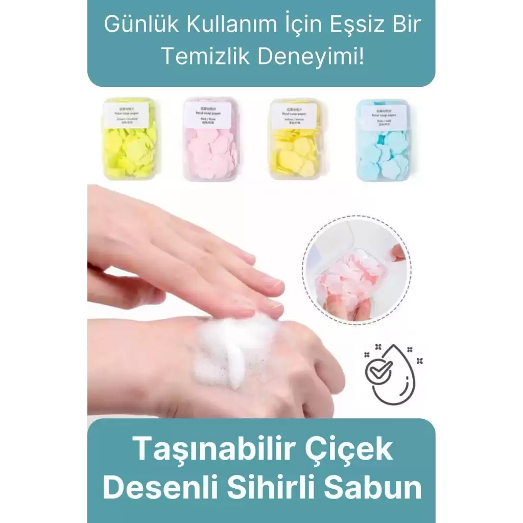 Mini Pratik Taşınabilir Dış Mekan Tuvalet Kullanımı Çeşitli Kokulu Çiçek Desenli Sihirli Cep Sabunu