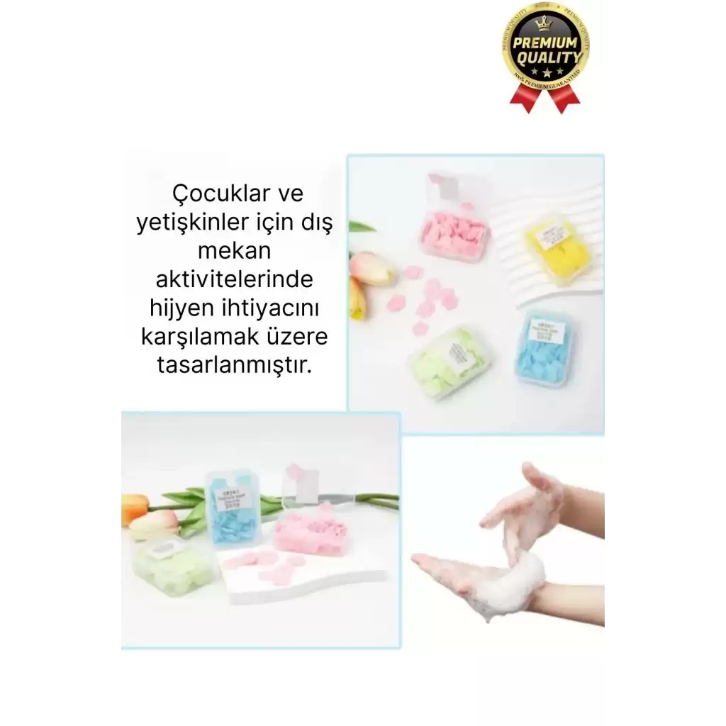 Mini Pratik Taşınabilir Dış Mekan Tuvalet Kullanımı Çeşitli Kokulu Çiçek Desenli Sihirli Cep Sabunu