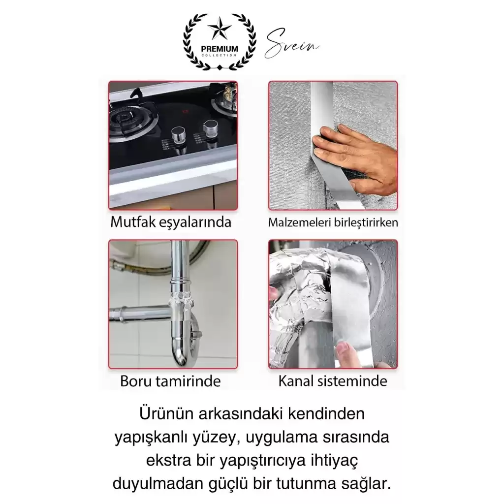 20 Mt Parlak Metalik Gri Tezgah Lavabo Kenar Bandı Sızdırmaz Isıya Dayanıklı Bant Su İzolasyon 2 Ad.