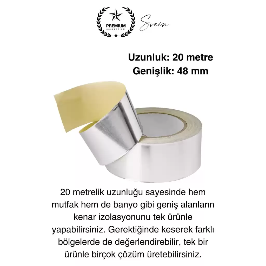 20 Mt Parlak Metalik Gri Tezgah Lavabo Kenar Bandı Sızdırmaz Isıya Dayanıklı Bant Su İzolasyon 10 Ad