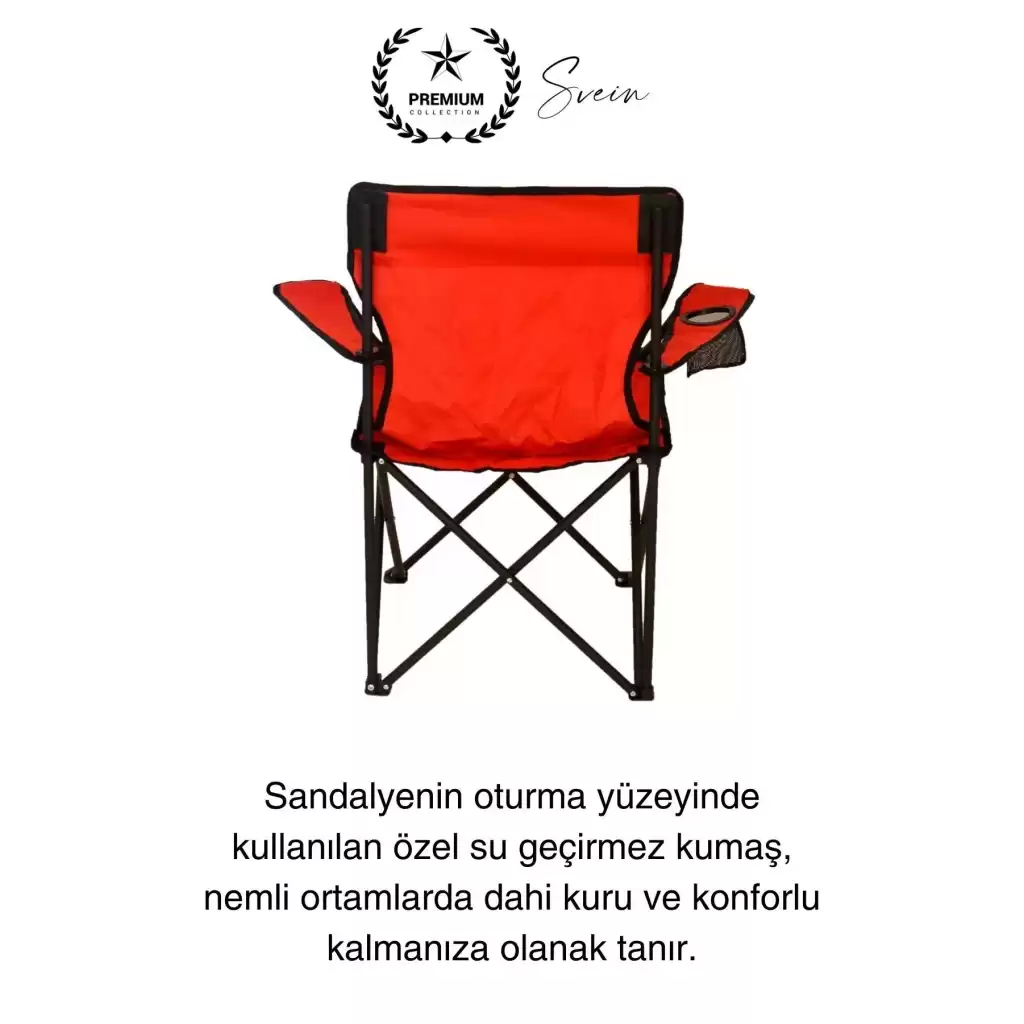 120 Kg Kapasiteli Su Geçirmez Kolay Silinebilir Katlanabilen Çantalı Askılı Kamp Piknik Sandalyesi