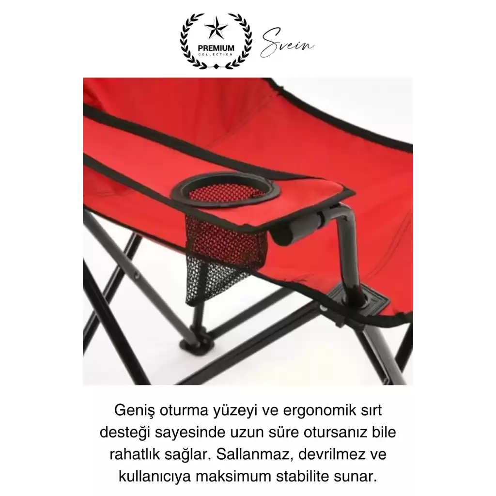 120 Kg Kapasiteli Su Geçirmez Kolay Silinebilir Katlanabilen Çantalı Askılı Kamp Piknik Sandalyesi