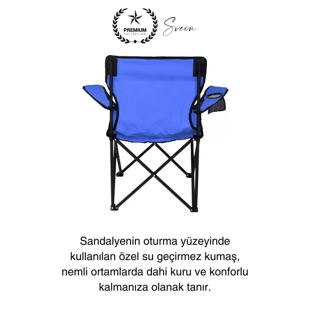 120 Kg Kapasiteli Su Geçirmez Kolay Silinebilir Katlanabilen Çantalı Askılı Kamp Piknik Sandalyesi