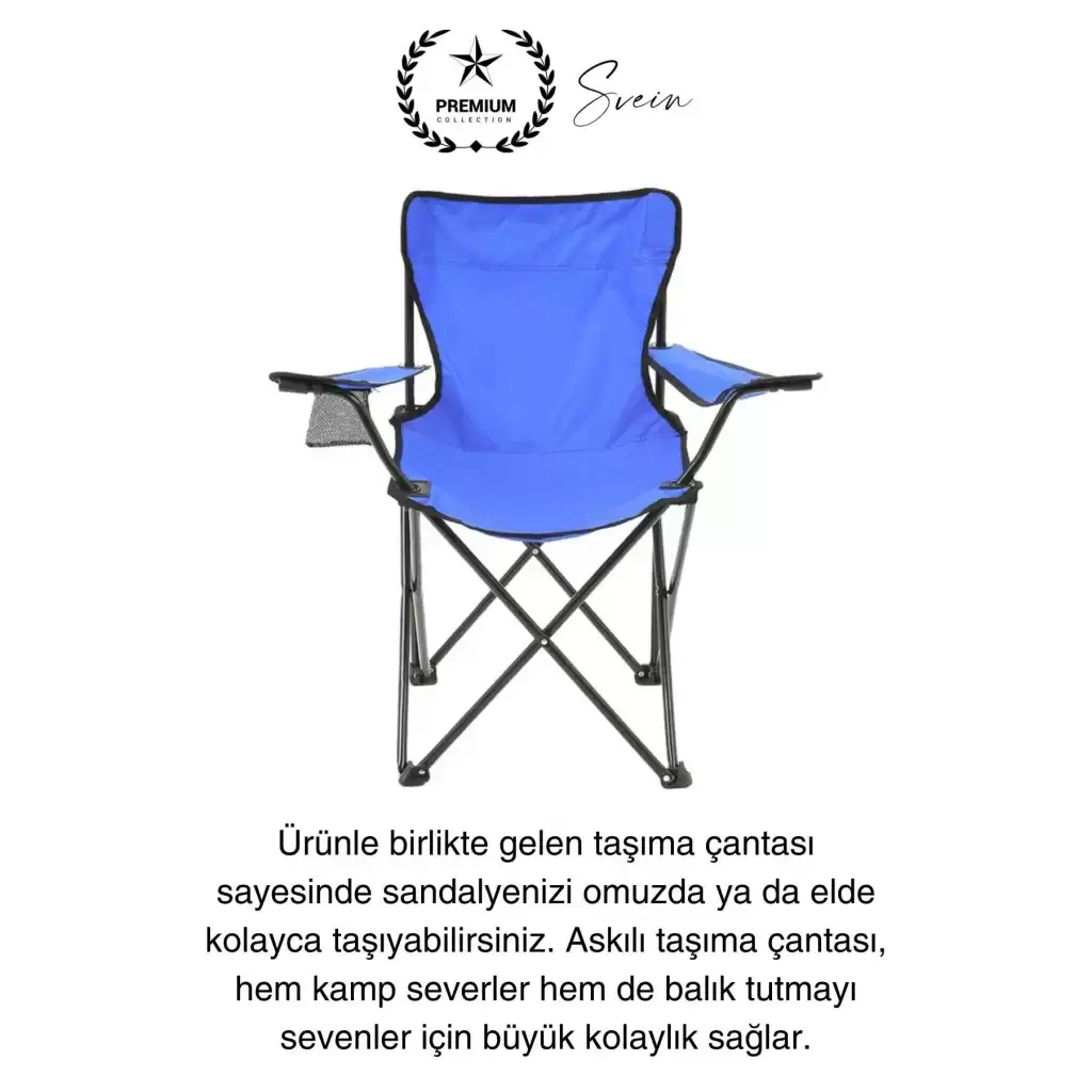 120 Kg Kapasiteli Su Geçirmez Kolay Silinebilir Katlanabilen Çantalı Askılı Kamp Piknik Sandalyesi