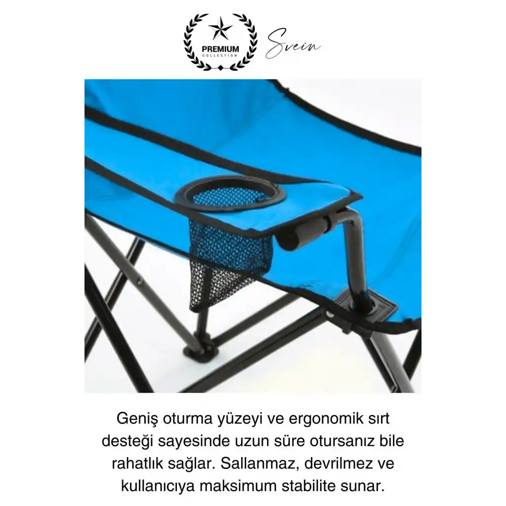 120 Kg Kapasiteli Su Geçirmez Kolay Silinebilir Katlanabilen Çantalı Askılı Kamp Piknik Sandalyesi