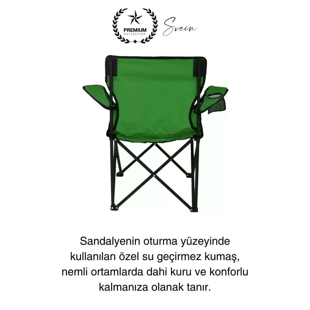 120 Kg Kapasiteli Su Geçirmez Kolay Silinebilir Katlanabilen Çantalı Askılı Kamp Piknik Sandalyesi