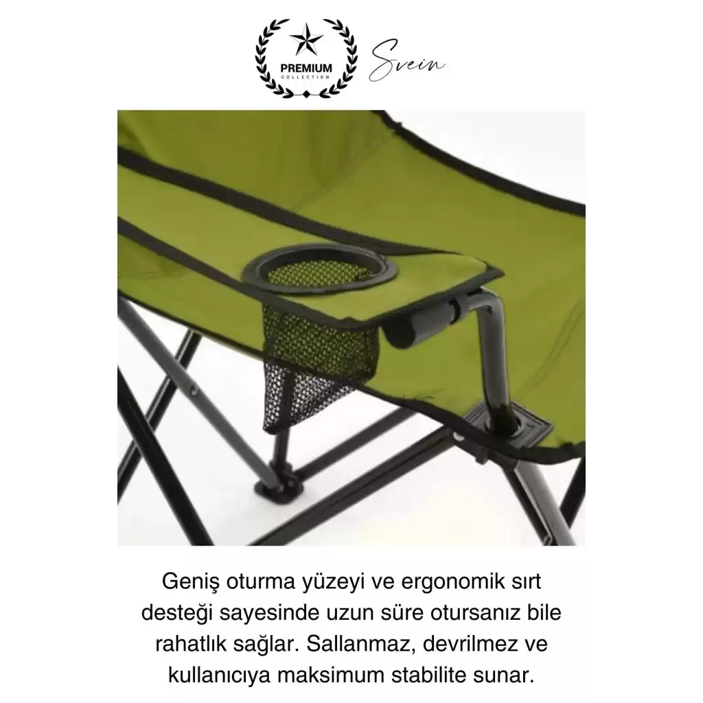 120 Kg Kapasiteli Su Geçirmez Kolay Silinebilir Katlanabilen Çantalı Askılı Kamp Piknik Sandalyesi