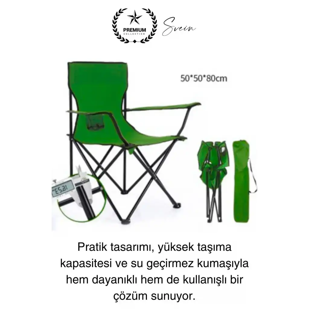 120 Kg Kapasiteli Su Geçirmez Kolay Silinebilir Katlanabilen Çantalı Askılı Kamp Piknik Sandalyesi