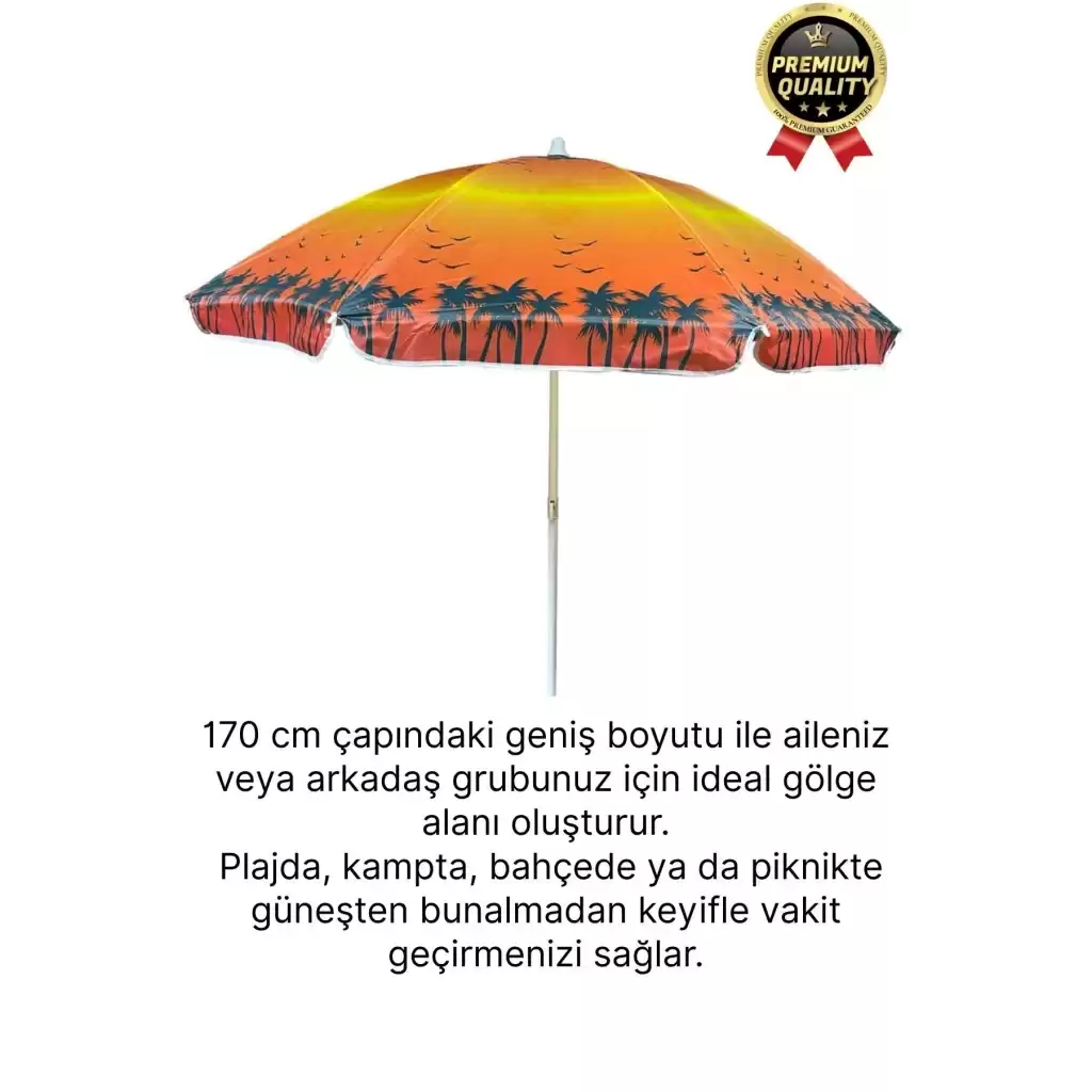 Dayanıklı Katlanabilir Fiber Tel Büyük Boy 170cm Deniz Bahçe Balkon Piknik Kamp Güneş Plaj Şemsiyesi
