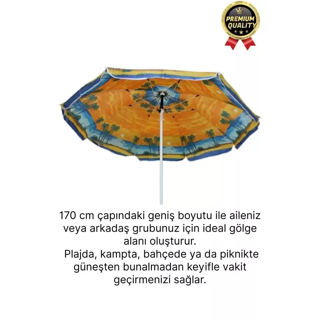 Dayanıklı Katlanabilir Fiber Tel Büyük Boy 170cm Deniz Bahçe Balkon Piknik Kamp Güneş Plaj Şemsiyesi