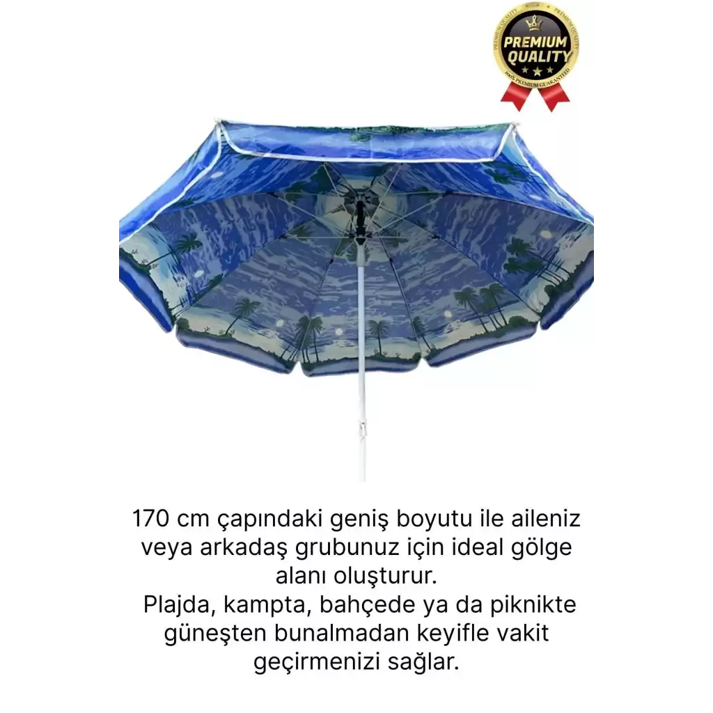 Dayanıklı Katlanabilir Fiber Tel Büyük Boy 170cm Deniz Bahçe Balkon Piknik Kamp Güneş Plaj Şemsiyesi