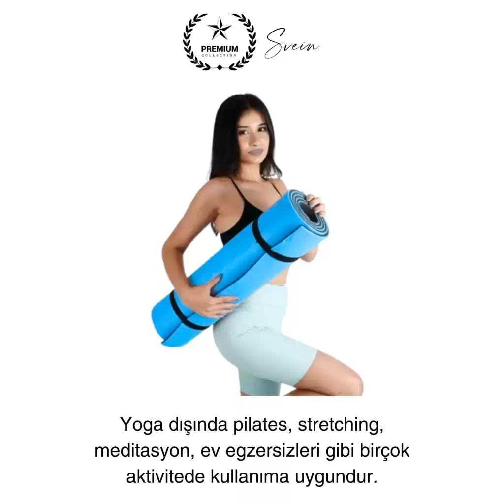 Premium 180 cm Çift Taraflı Kaymaz Yoga Meditasyon Minderi Taşıma Askılı Rahat Su Geçirmez Mat