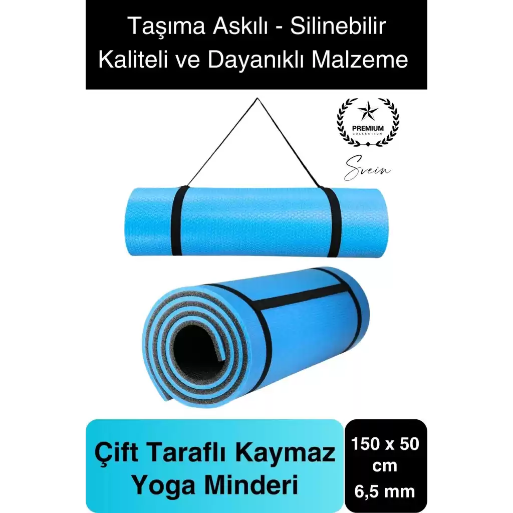 150 cm Dayanıklı Kaymaz Taşıma Askılı Su Geçirmez Yoga Pilates Matı Rahat Konforlu Taşınabilir