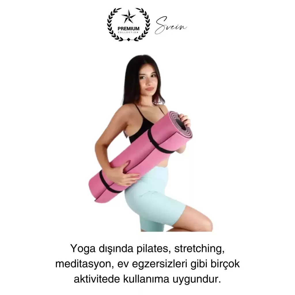 150 cm Dayanıklı Kaymaz Taşıma Askılı Su Geçirmez Yoga Pilates Matı Rahat Konforlu Taşınabilir