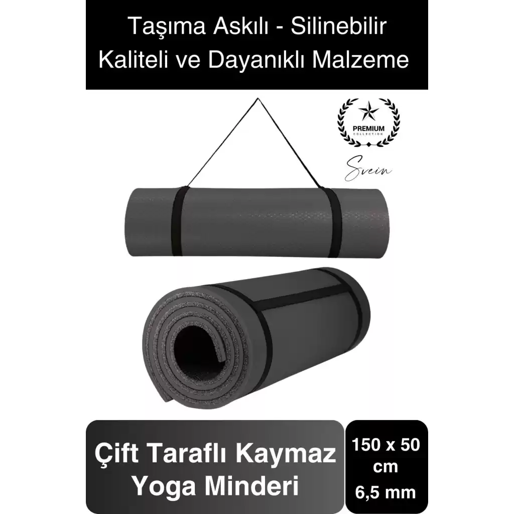 150 cm Dayanıklı Kaymaz Taşıma Askılı Su Geçirmez Yoga Pilates Matı Rahat Konforlu Taşınabilir