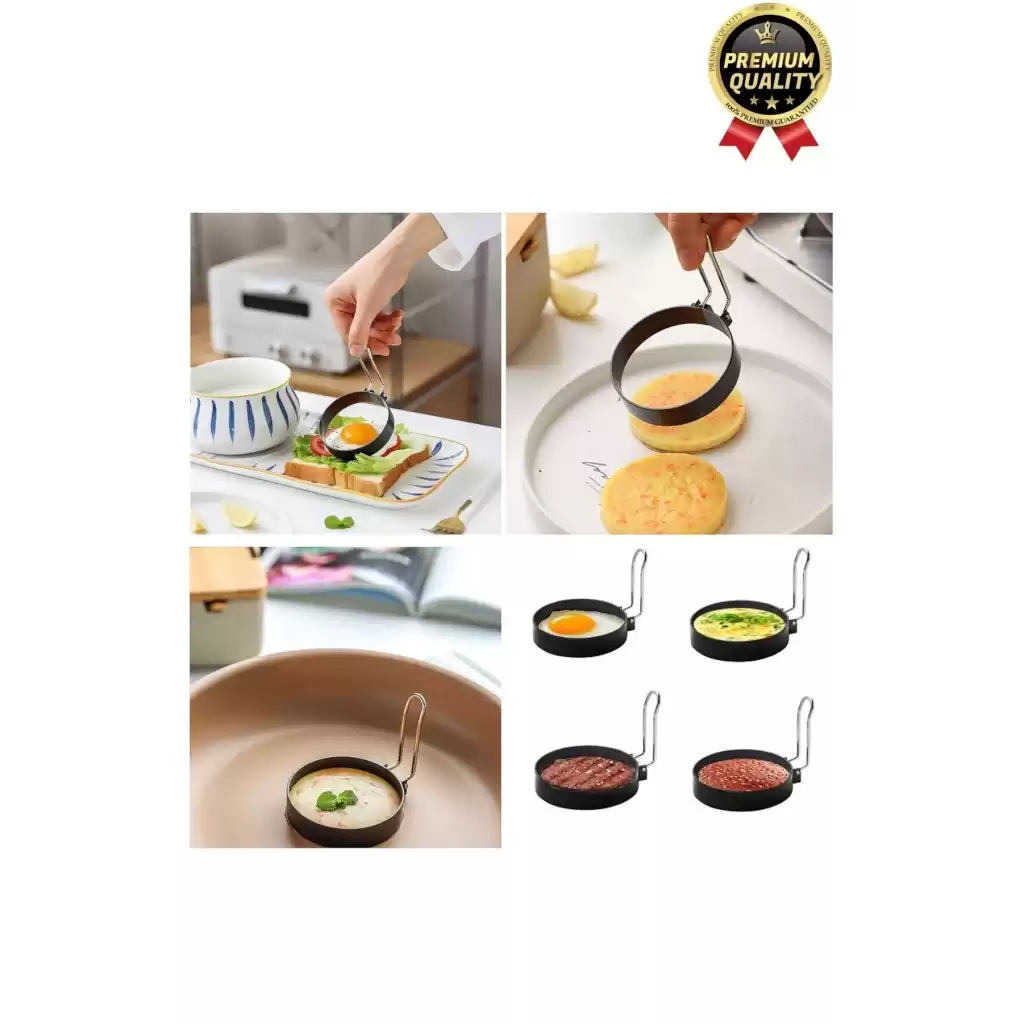 Premium Metal Yanmaz Yapışmaz Sunum Görsel Yumurta Krep Gözleme Şekillendirici Yuvarlak Omlet Kalıbı