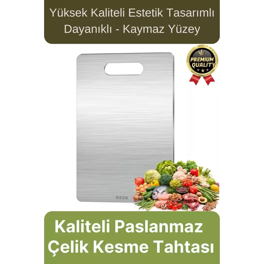 Çok Amaçlı Dayanıklı Kaymaz Yüzey Paslanmaz Çelik Mutfak Sebze Meyve Et Doğrama Lüks Kesme Tahtası
