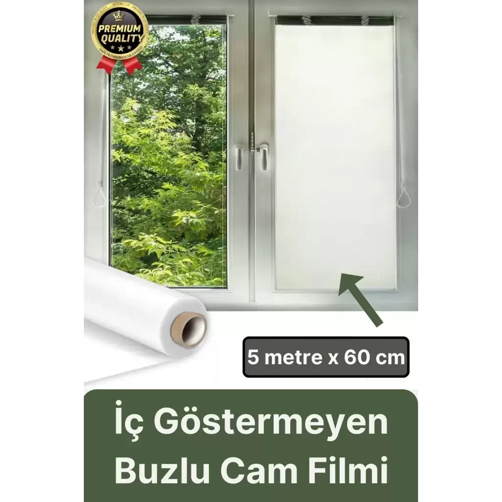 UV Engelleyici İçeriyi Göstermeyen Yapışkan İz Bırakmaz Ofis Ev Buzlu Cam Filmi 5 mt x 60 cm
