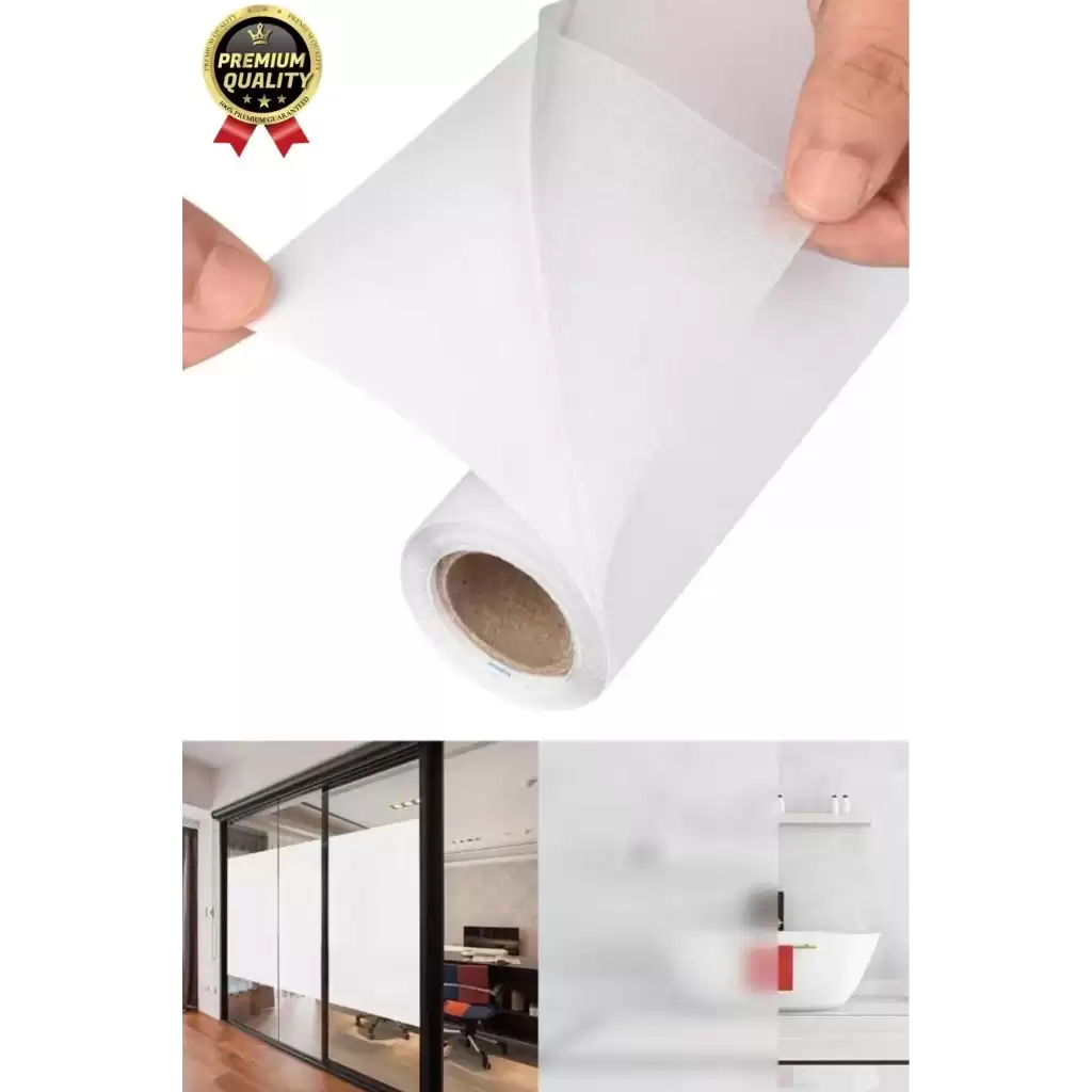 Premium UV Engelleyici İçeriyi Göstermeyen Yapışkan İz Bırakmaz Ofis Ev Buzlu Cam Filmi 2 mt x 60 cm