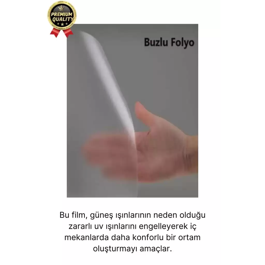 Premium UV Engelleyici İçeriyi Göstermeyen Yapışkan İz Bırakmaz Ofis Ev Buzlu Cam Filmi 2 mt x 60 cm