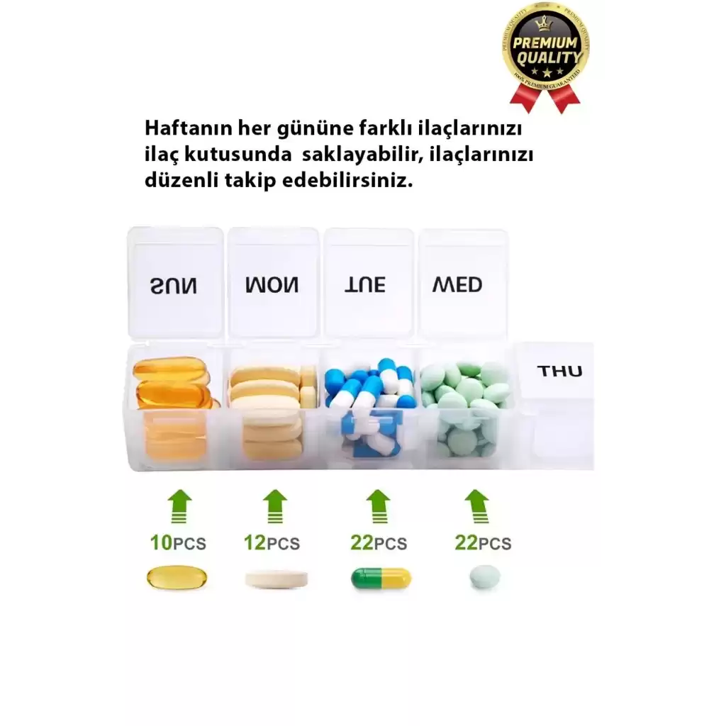 Dayanıklı Düzenleyici Organizer Abs Plastik Şeffaf Haftalık Günlük 7 Bölmeli İlaç Hap Saklama Kutusu