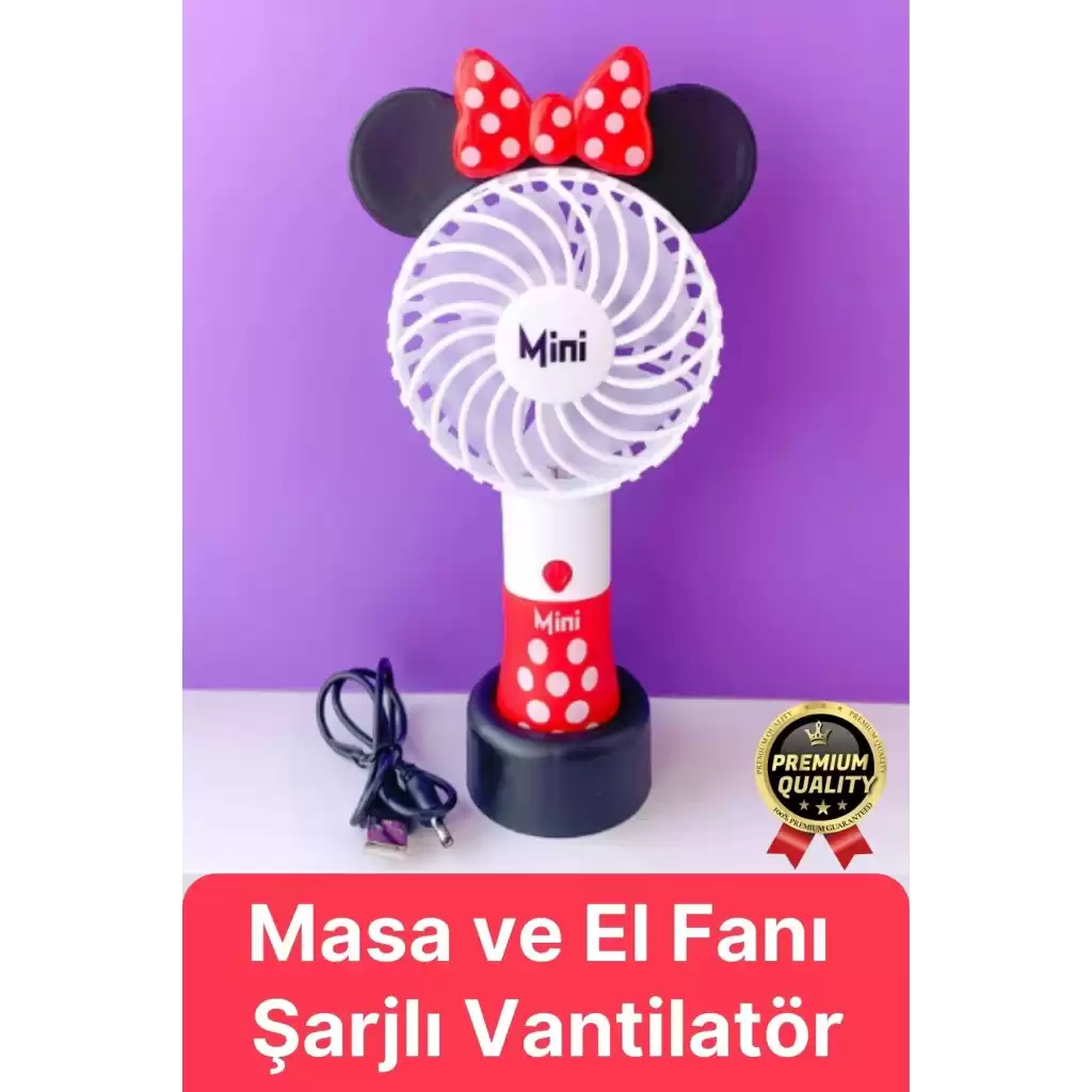 Yeni Seri Taşınabilir Kablosuz 1200mAh Pervaneli 2 Kademeli Usb Şarjlı Masa ve El Fanı Vantilatör