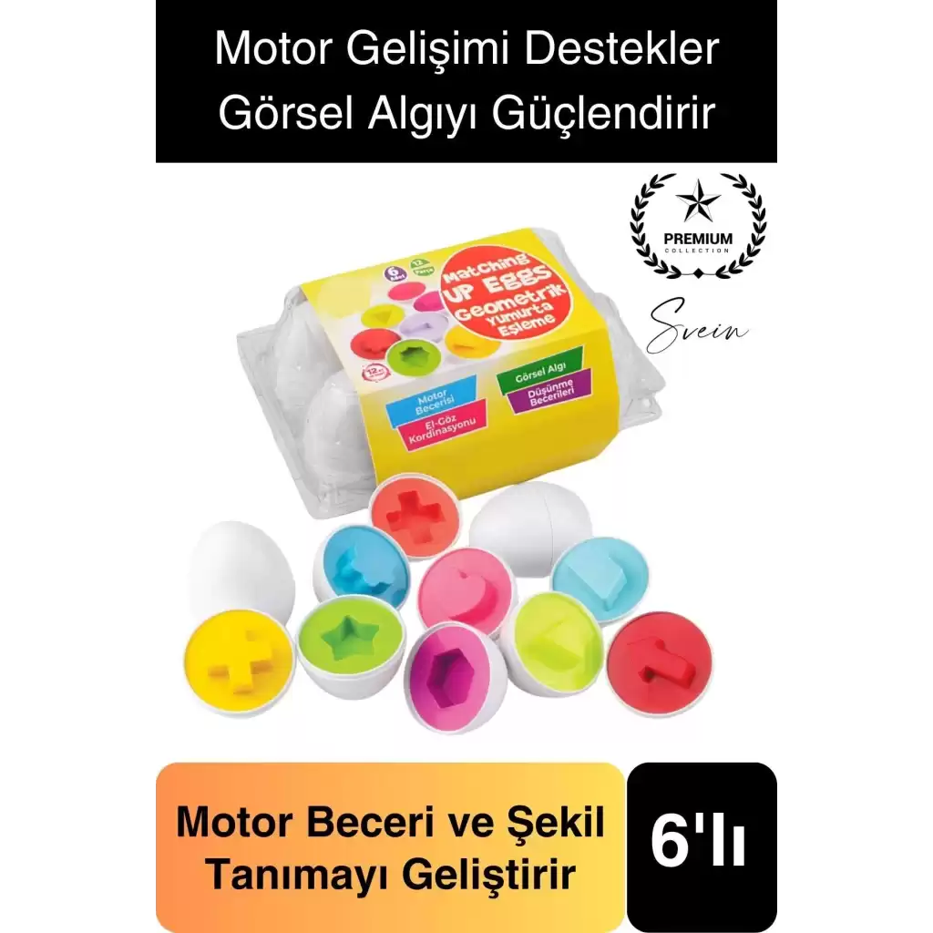 6lı Geometrik Yumurta Eşleme Oyunu Motor Gelişim Görsel Algı Şekilli Eğitici Öğretici Oyuncak
