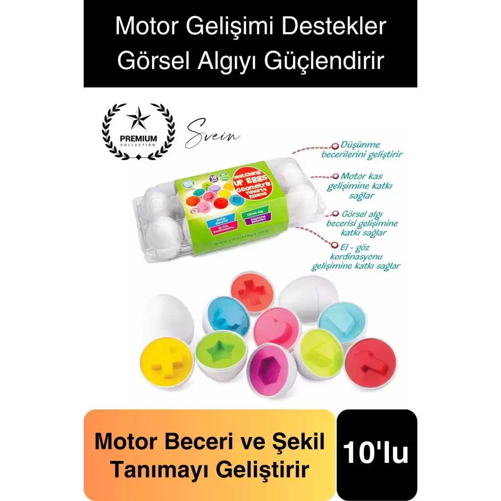 10lu Geometrik Yumurta Eşleme Oyunu Motor Gelişim Görsel Algı Şekilli Eğitici Öğretici Oyuncak