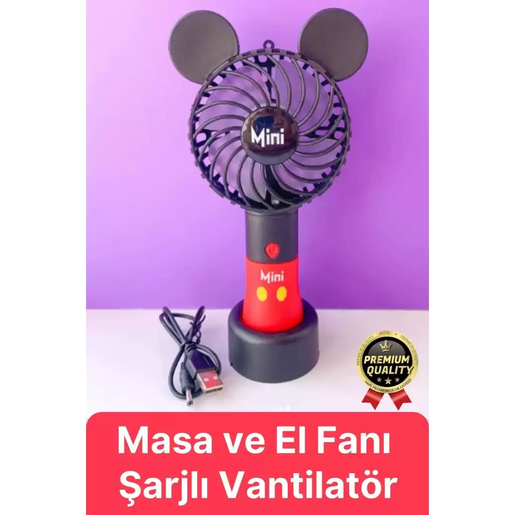 Yeni Seri Taşınabilir Kablosuz 1200mAh Pervaneli 2 Kademeli Usb Şarjlı Masa ve El Fanı Vantilatör