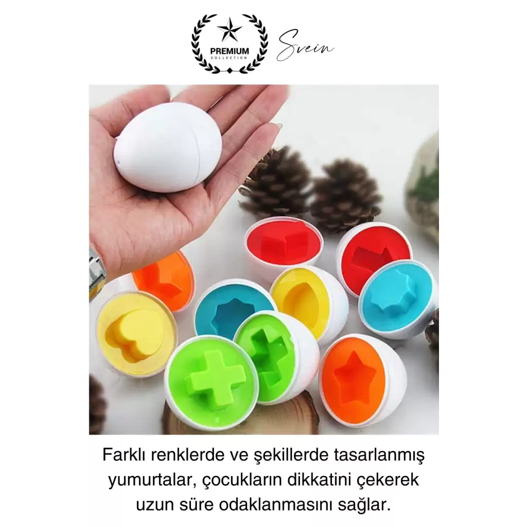 10lu Geometrik Yumurta Eşleme Oyunu Motor Gelişim Görsel Algı Şekilli Eğitici Öğretici Oyuncak