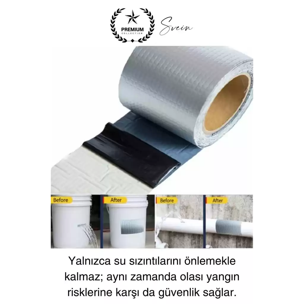Ekstra Güçlü 2 mt Dış Cephe Su Geçirmez Sakız Bant Sızıntı Çamur Bandı Sızdırmaz 5 Adet
