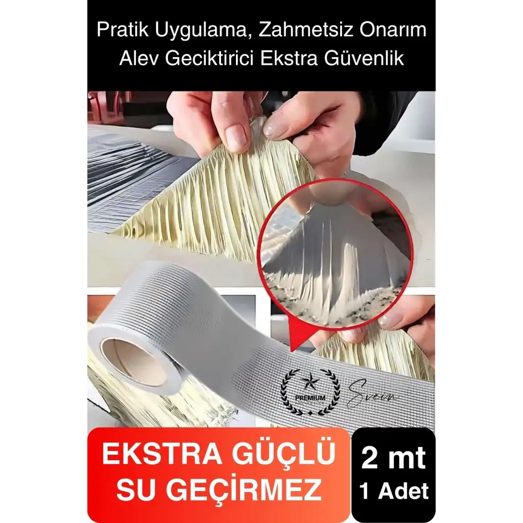 Ekstra Güçlü 2 mt Dış Cephe Su Geçirmez Sakız Bant Sızıntı Çamur Bandı Alev Geciktirici Sızdırmaz