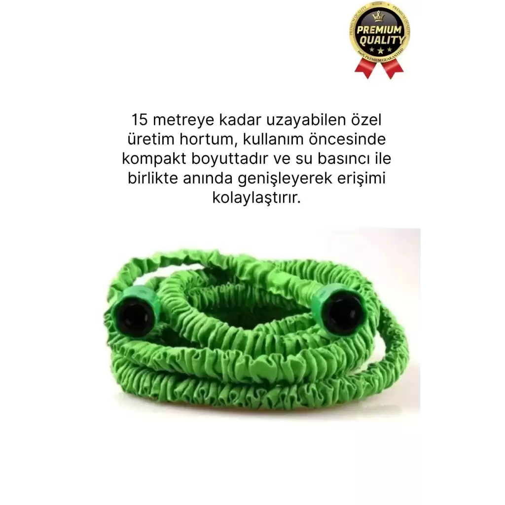 Çok Amaçlı Kırılmaz Dolaşmaz 7 Fonksiyonlu Bahçe Sulama Araç Yıkama Tabancalı Uzayan Hortum 22,5 Mt