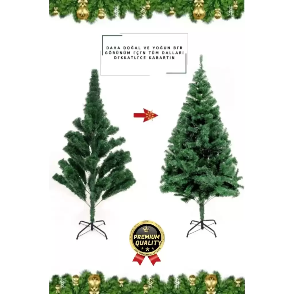 Premium Kalite Yeni Yıl Süsleme Seti Renkli Işık Hediyeli Yılbaşı Çam Ağacı Noel Paketi 90 Cm 80 Dal