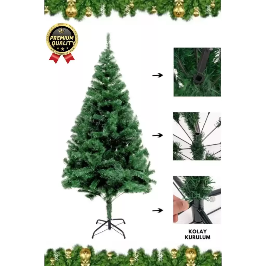 Premium Kalite Yeni Yıl Süsleme Seti Renkli Işık Hediye Yılbaşı Çam Ağacı Noel Paketi 110 Cm 110 Dal