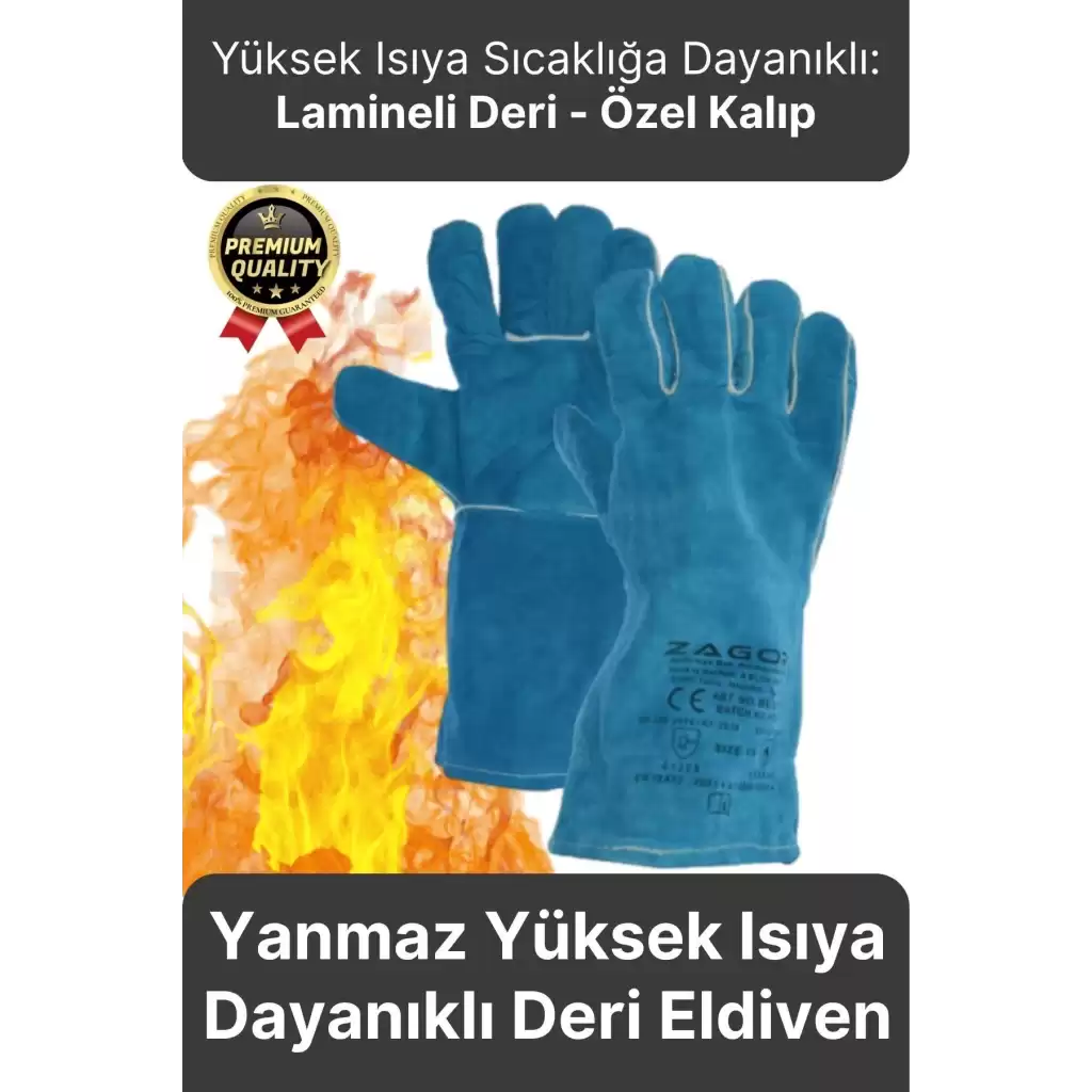 Özel Üretim Konforlu Yüksek Isıya Dayanıklı Yangın Kaynakçı Yanmaz Çok Amaçlı Bahçe Deri İş Eldiveni