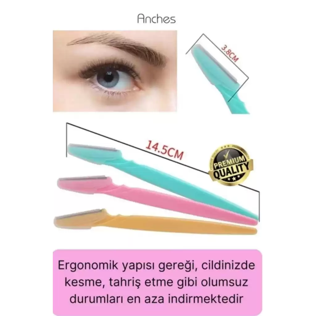 Çok Amaçlı Pratik Tahriş Etmez Acısız Yüz Tüy Alma Epilasyon Aleti 3lü Kaş Bıyık Tıraş Usturası