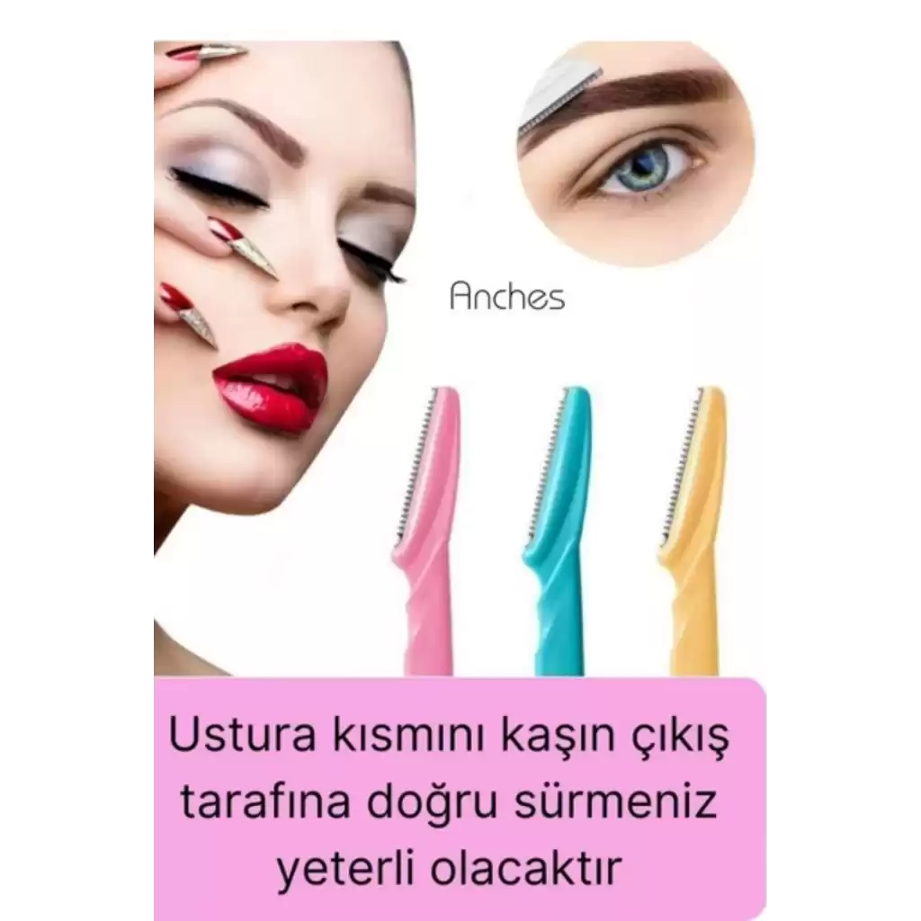 Çok Amaçlı Pratik Tahriş Etmez Acısız Yüz Tüy Alma Epilasyon Aleti 3lü Kaş Bıyık Tıraş Usturası