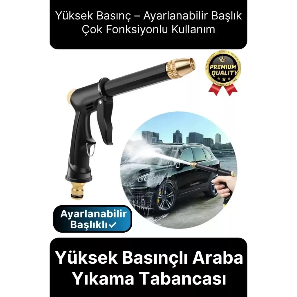 Çok Fonksiyonlu Taşınabilir Ayarlanabilir Başlıklı Yüksek Basınçlı Bahçe Oto Araba Yıkama Tabancası