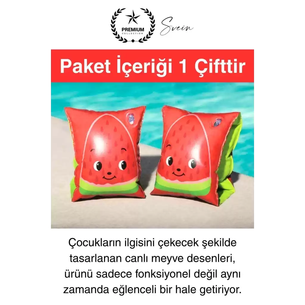 Meyve Desen Güvenli 5-12 Yaş Çocuklar İçin Yüzme Kolluk Deniz Havuz Şişme Kolluğu Yüzücü Hava Odalı
