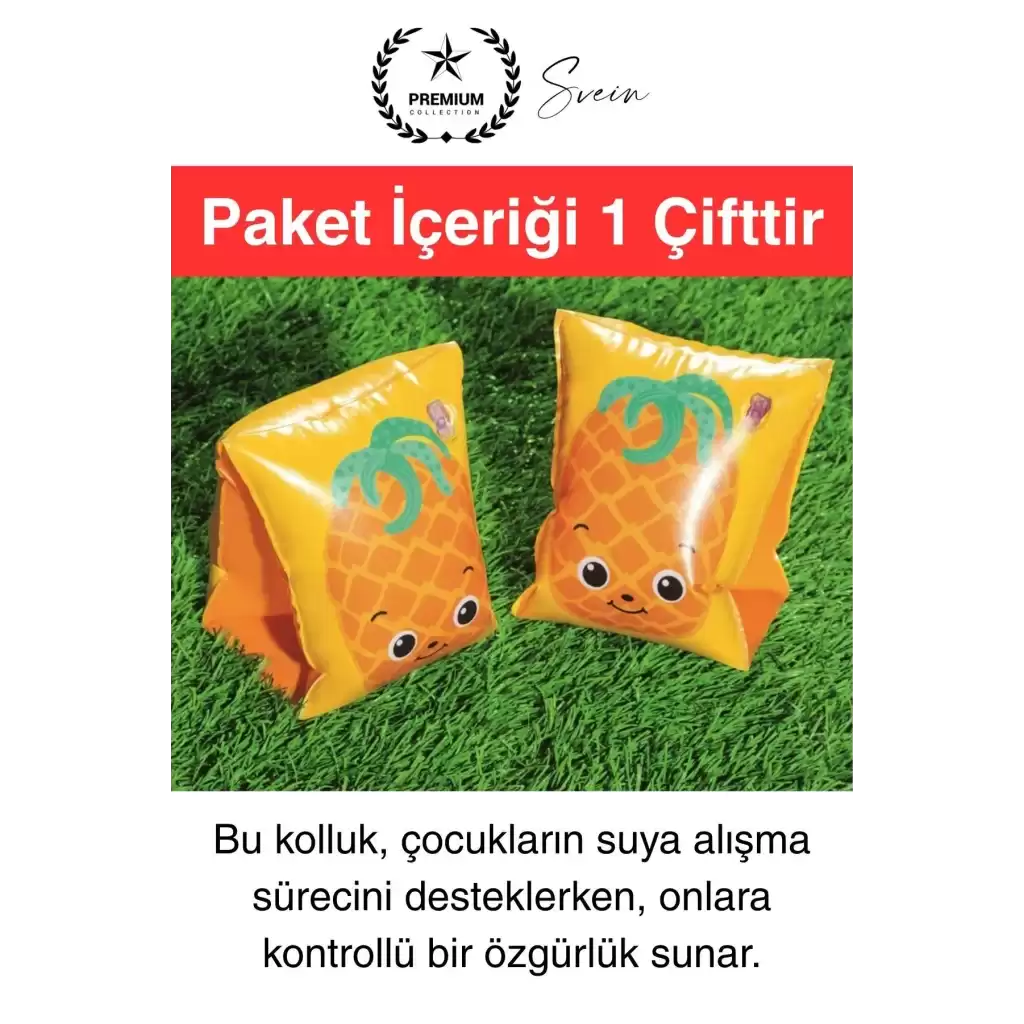 Meyve Desen Güvenli 5-12 Yaş Çocuklar İçin Yüzme Kolluk Deniz Havuz Şişme Kolluğu Yüzücü Hava Odalı