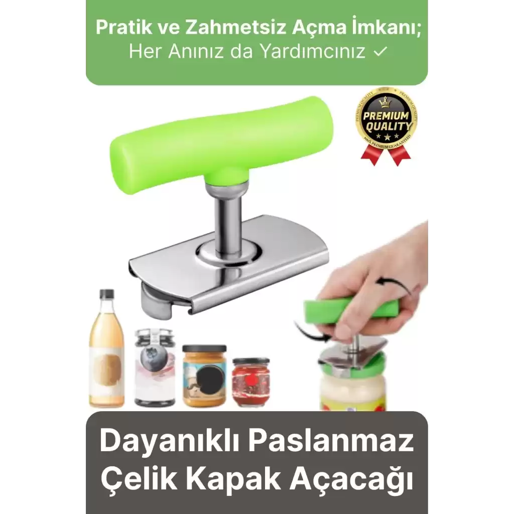 Dayanıklı Ölçülü Ayarlanabilir Paslanmaz Çelik Mutfak Pratik Kavanoz Konserve Şişe Kapak Açacağı