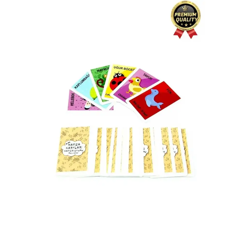 Yeni Seri Aile Eğitici Öğretici Eğlenceli Renkli Türkçe İngilizce İkili Hafıza Oyun Kartı-108 Kart
