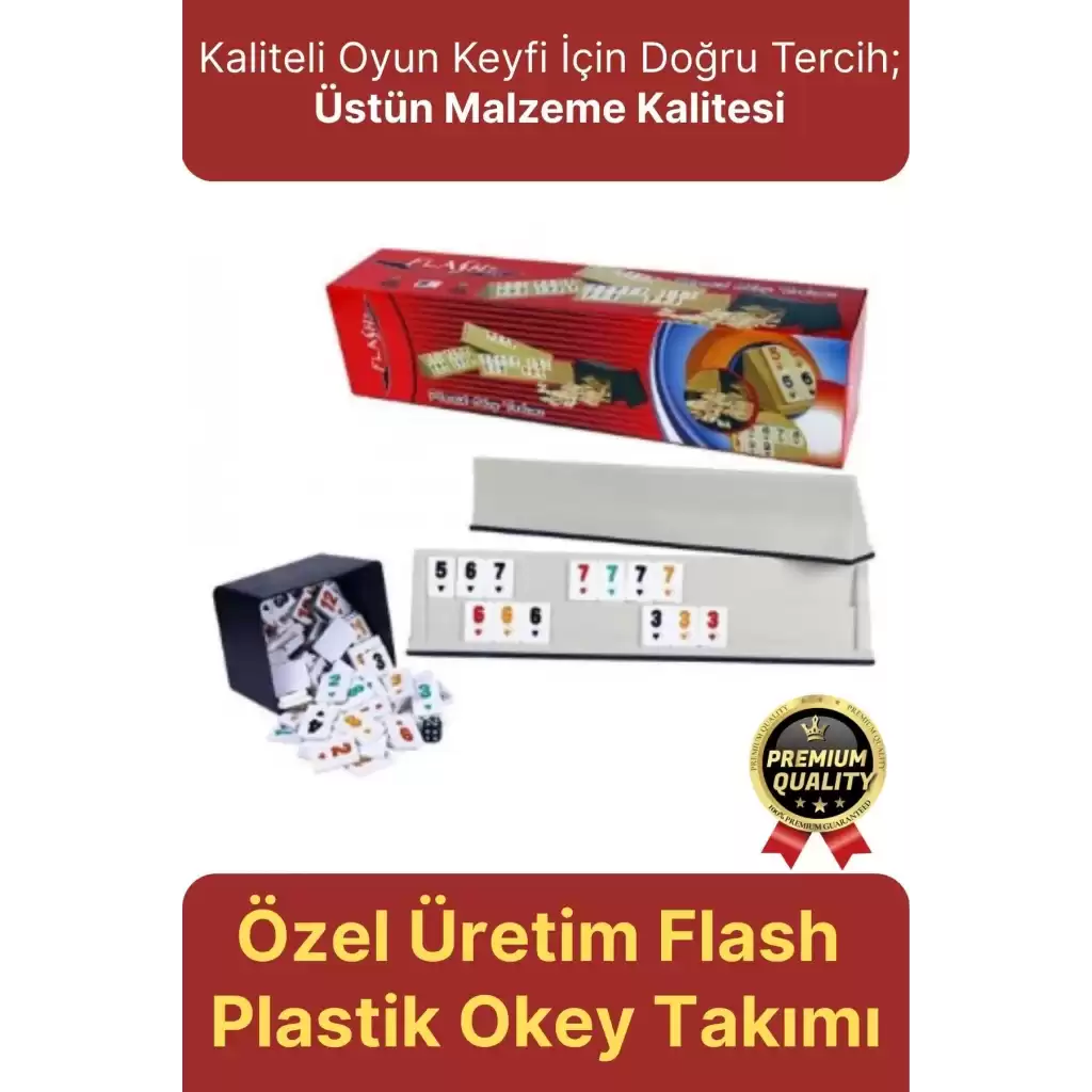 Premium Kaliteli Eğlence Hobi Çizilmeye Dayanıklı Silinebilir Büyük Boy Flash Plastik Okey Takımı