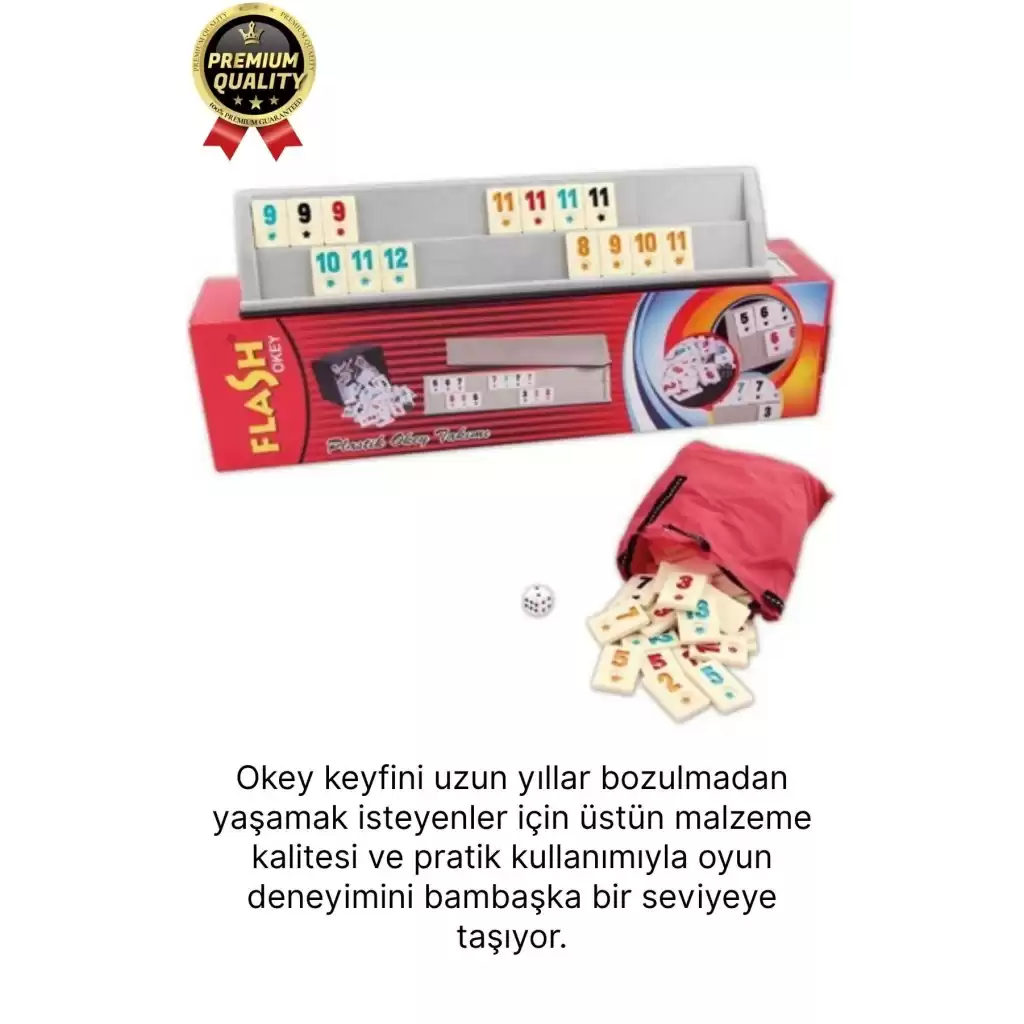Premium Kaliteli Eğlence Hobi Çizilmeye Dayanıklı Silinebilir Büyük Boy Flash Plastik Okey Takımı