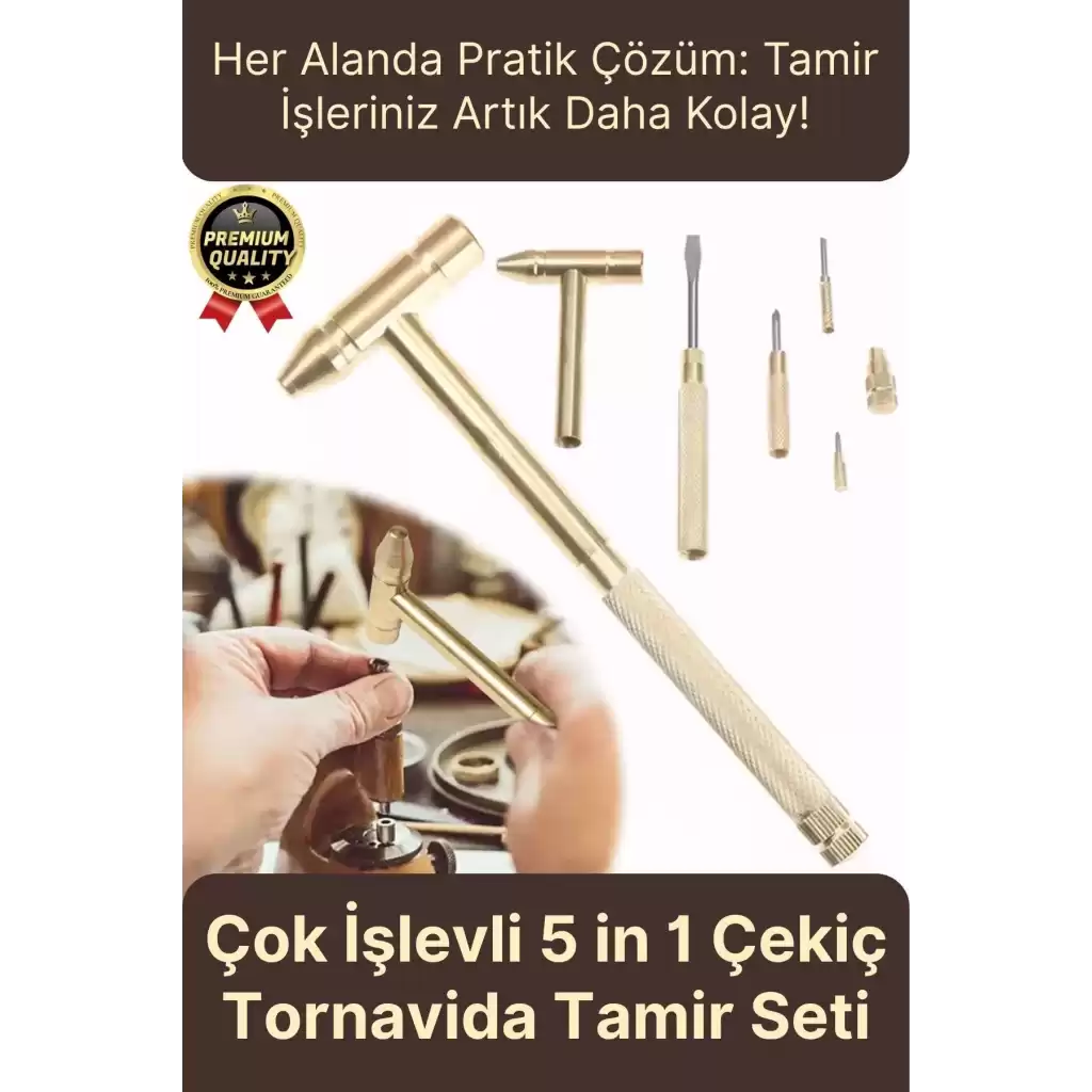 Çok İşlevli Kompakt Telefon Mücevher Kuyumcu Araba İş Ev Onarım 5 in 1 Çekiç Tornavida Tamir Seti
