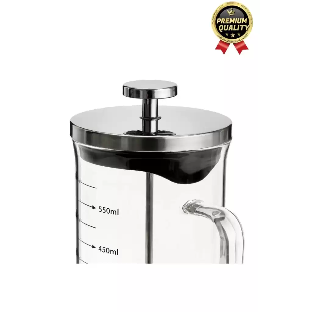 Çok Amaçlı Isıyı Koruyan Süzgeçli Bitki Çayı Filtre Kahve Demlik Ölçü Kabı Cam French Press 600 ml